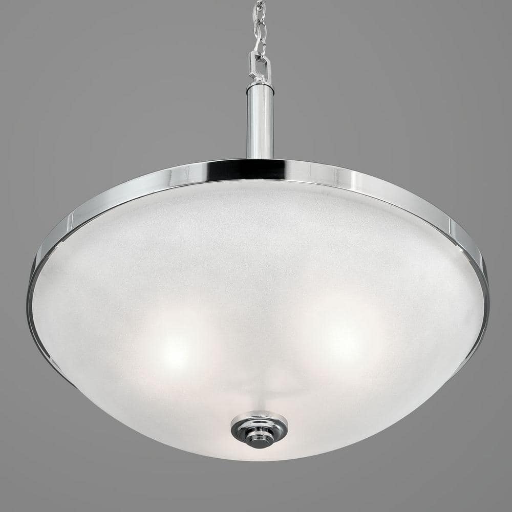 Topsail Polished Chrome 3-Light Pendant with Glass Shade