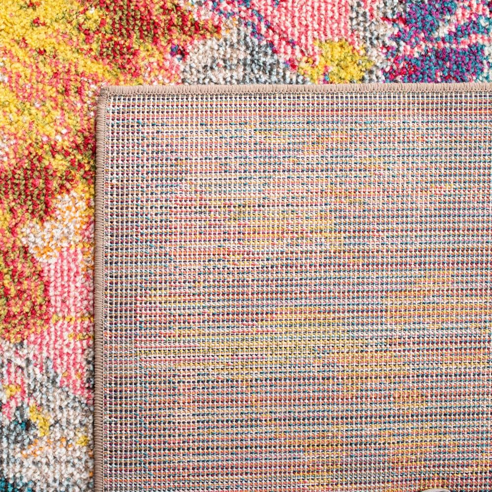 Metro-Mod Chic Square Blue & Orange Abstract Area Rug - 3' x 5'