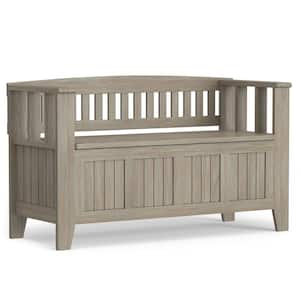 Acadian Solid Wood 48 in. Wide Transitional Entryway Storage Bench in Distressed Grey