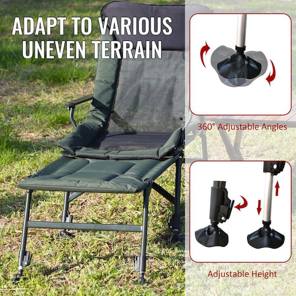Camping Lounge Chair With Detachable Footstool, Portable