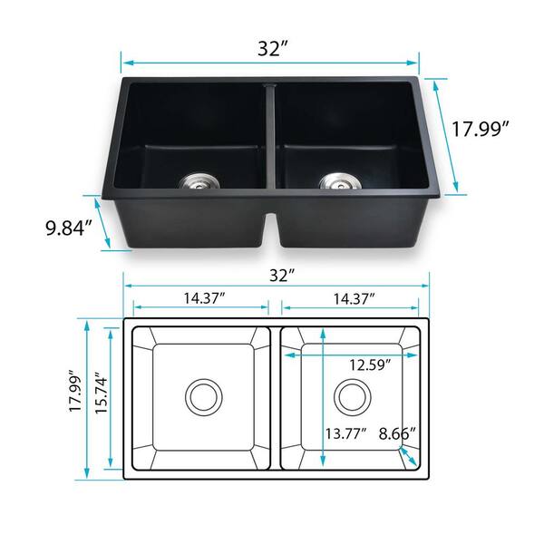 suki AKDY Handmade All-in-One Drop-in Stainless Steel 33 in. x 22