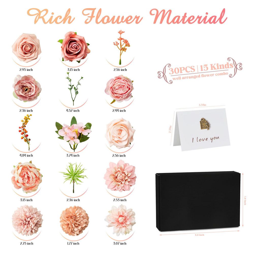 7.8 in. Pink Artificial Roses Flowers Combo Box HPJNUVM9 - The