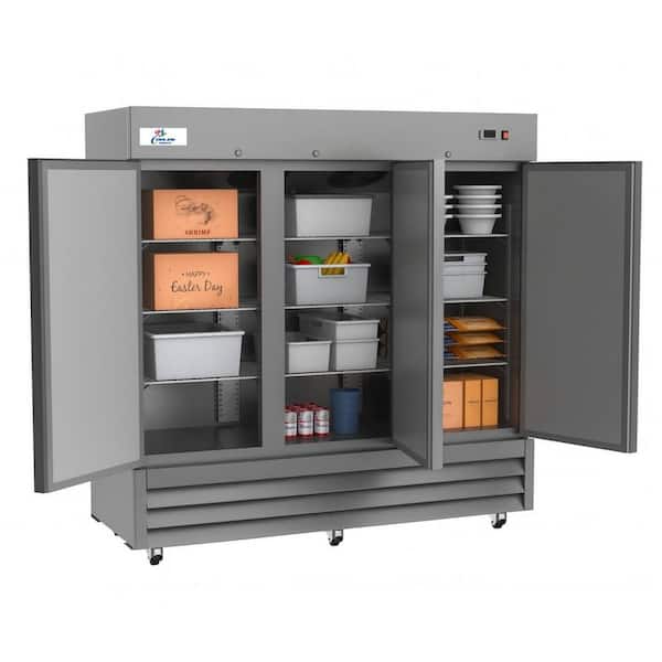 81 in. 72 cu. ft. NSF 3 Door Commercial Reach In Upright Refrigerator in Stainless Steel