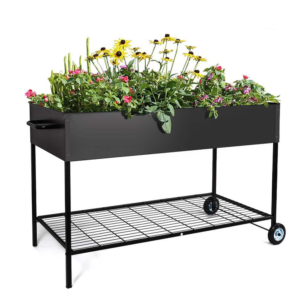 MIXC 50 in. x 26 in. x 31 in. Movable Metal Raised Garden Bed with Legs ...