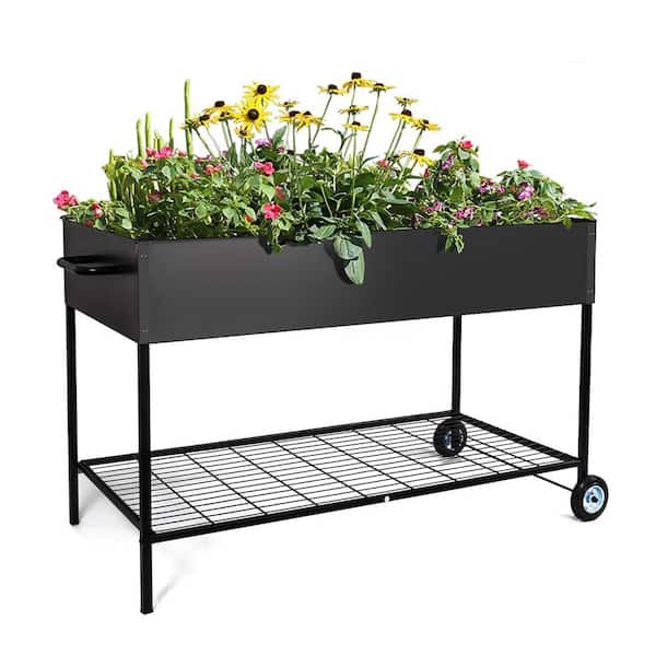 MIXC 50 in. x 26 in. x 31 in. Movable Metal Raised Garden Bed with Legs
