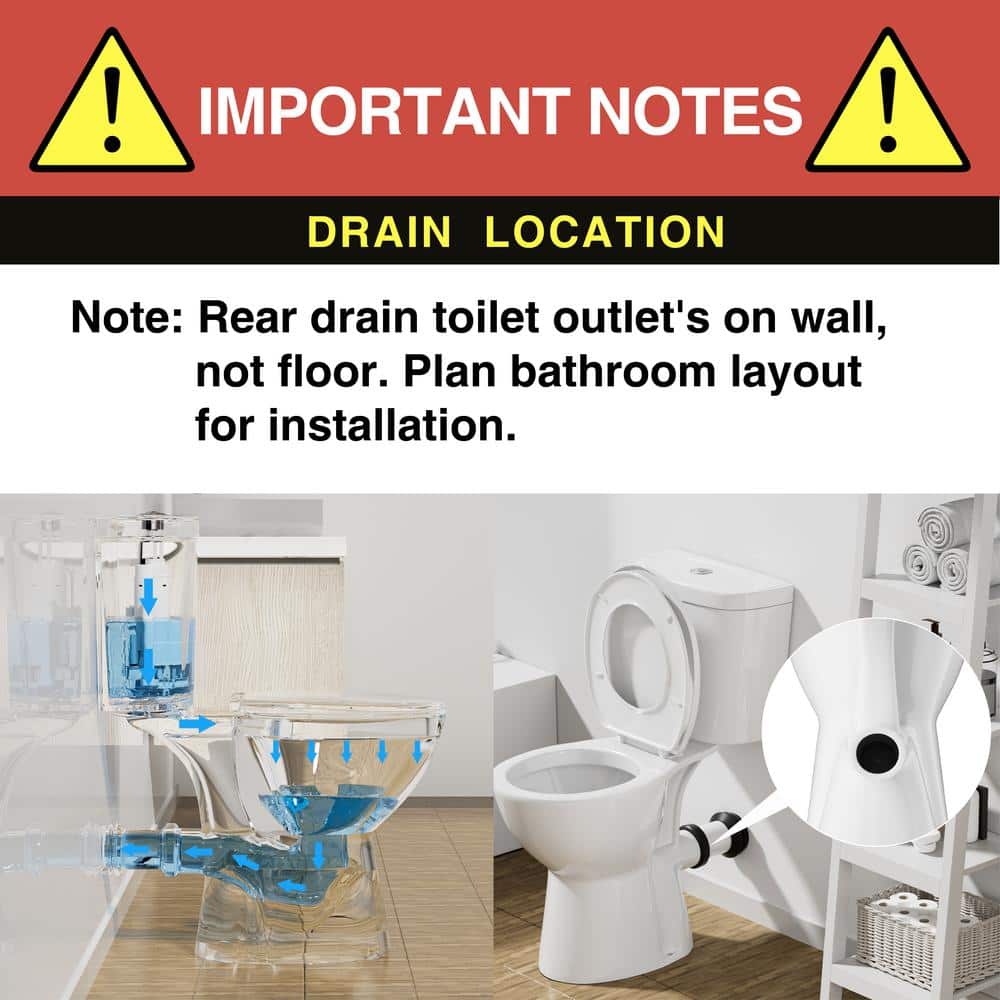 19 in. Tall White Ceramic Two-Piece Dual Flush Toilet