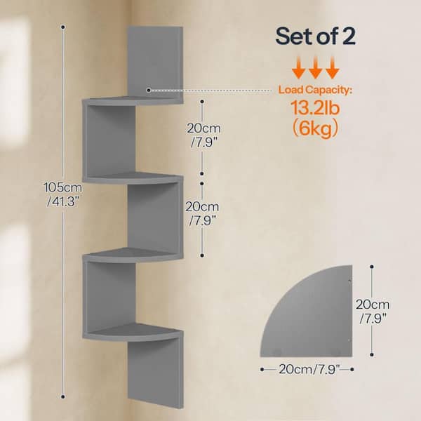 Whatseaso 7.9-in. W x 7.9-in. D x 41.3-in. H Gray Ready-to