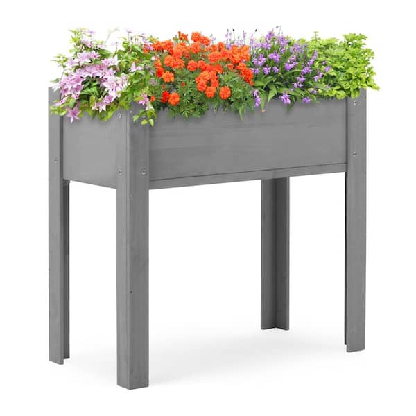 31 in. x 16 in. x 31 in. Gray Wood Raised Garden Bed with Liner