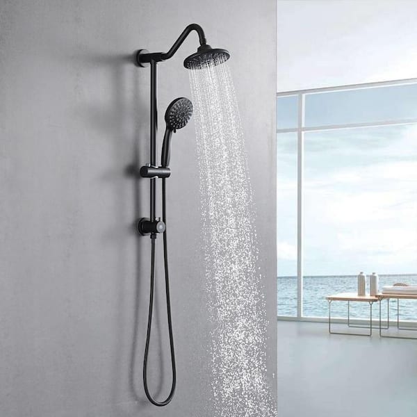 Unbranded Single Handle 5-Spray Shower Faucet, 2.5-GPM Bathroom Rain Shower System with Pressure Balance and Anti Scald in Black