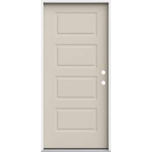 36 in. x 80 in. 4 Panel Equal Left-Hand/Inswing Primed Steel Prehung Front Door
