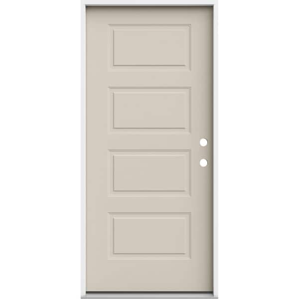 JELD-WEN 36 in. x 80 in. 4 Panel Equal Left-Hand/Inswing Primed Steel Prehung Front Door