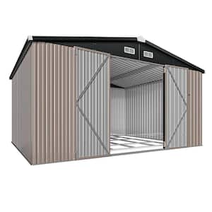 12 ft. W x 10 ft. D Metal Outdoor Storage Shed with Floor Frame, Double Door for Backyard Garden Patio (108 sq. ft.)