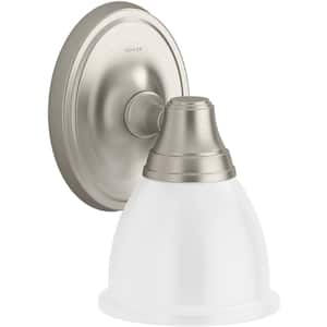 Forte 1 Light Brushed Nickel Indoor Bathroom Wall Sconce, Position Facing Up or Down, UL Listed