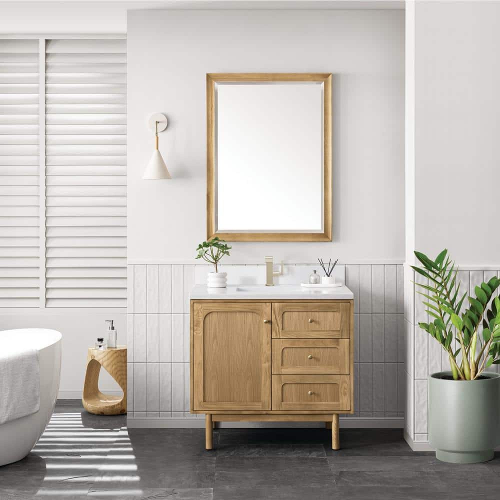 Laurent 36'' Light Natural Oak Single Vanity with Quartz Top