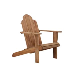 Teak Brown Slatted Wooden Outdoor Chair with Arched High Backrest