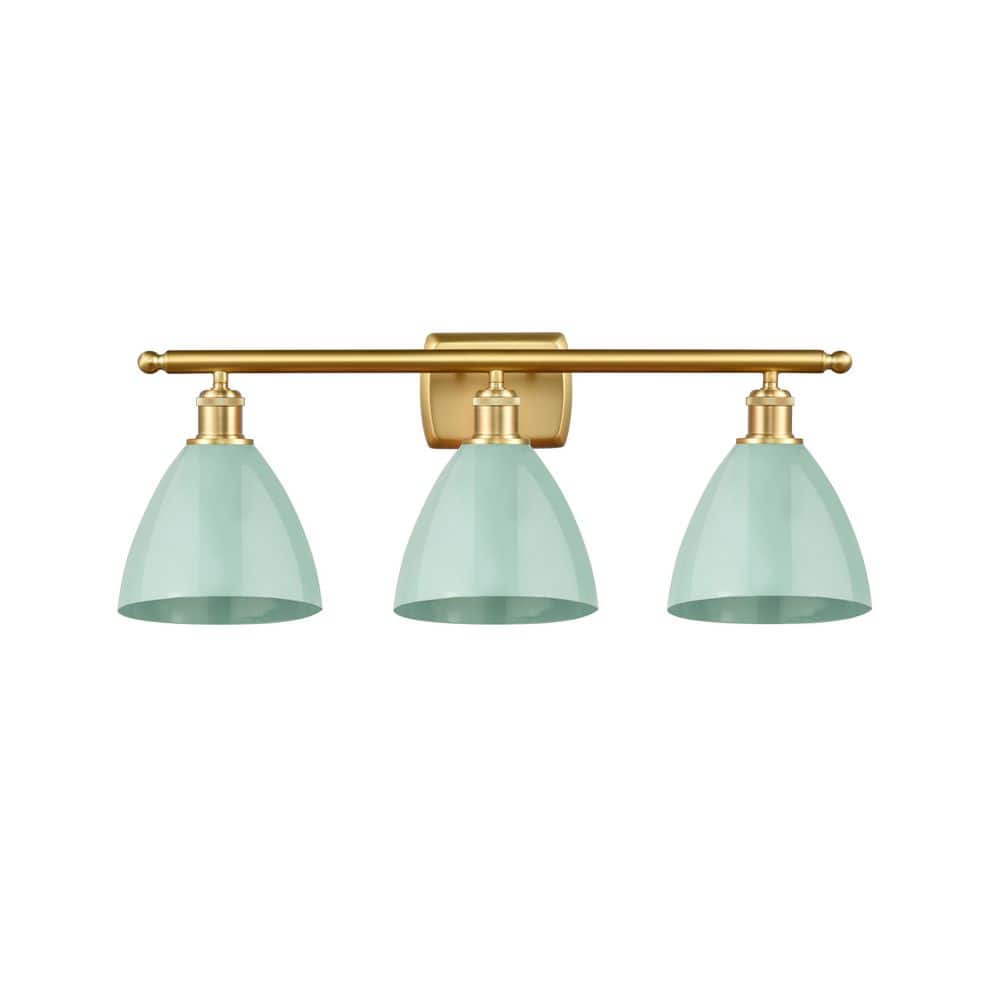 Plymouth Dome 27.5 in. 3-Light Satin Gold Vanity Light with Metal Shade price history on PriceWatchPro