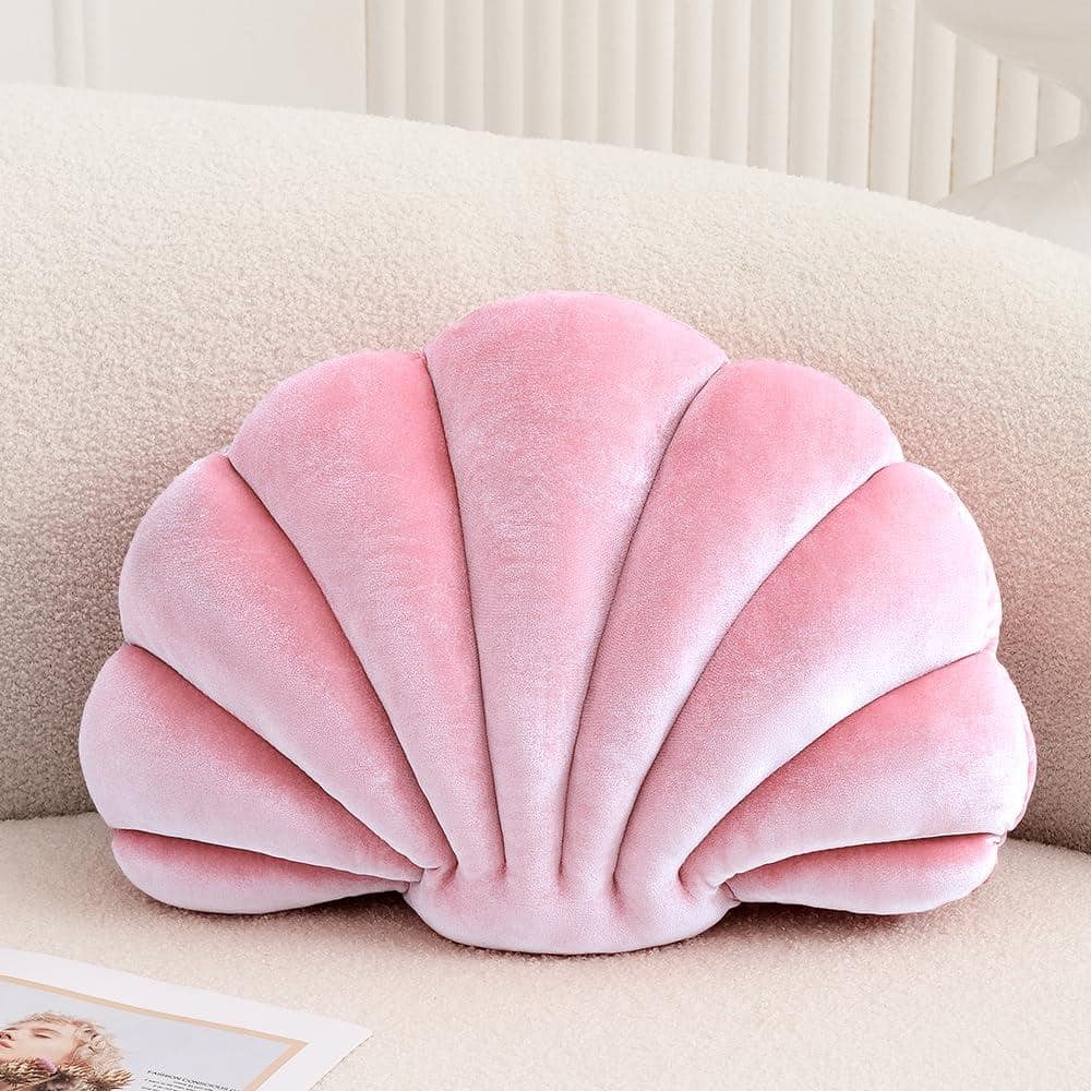 14 x 11 Inch Seashell Throw Pillow, 3D Velvet Decorative Cushion for Couch, Bed or Chair, Pink price history on PriceWatchPro