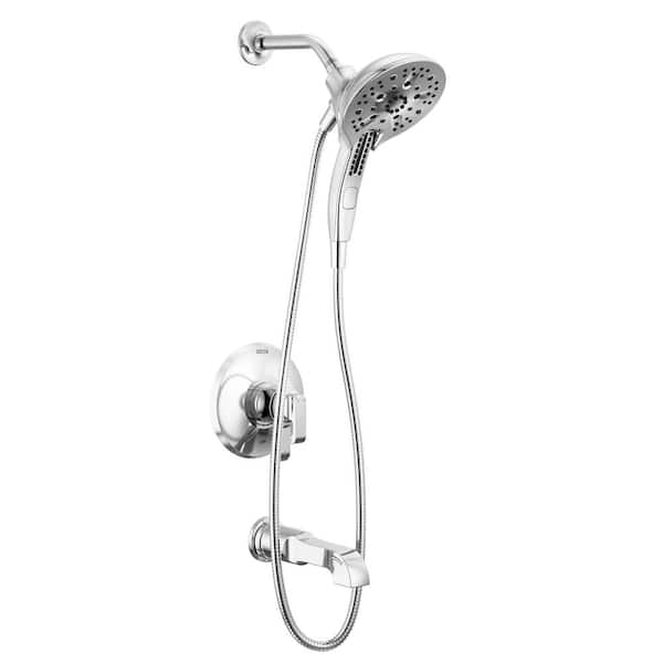Delta Tetra 1-Handle Wall-Mount Tub and Shower Trim Kit in Lumicoat Chrome (Valve Not Included)