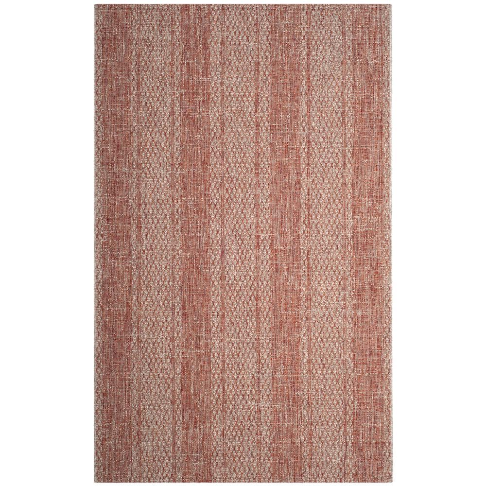 Light Beige and Terracotta Synthetic Outdoor Area Rug