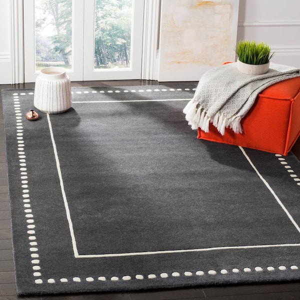 Bella Dark Gray/Ivory 8 ft. x 10 ft. Dotted Border Area Rug