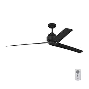 Arcade 68 in. Modern Industrial Indoor Matte Black Ceiling Fan with Matte Black Blades, DC Motor and Remote Control