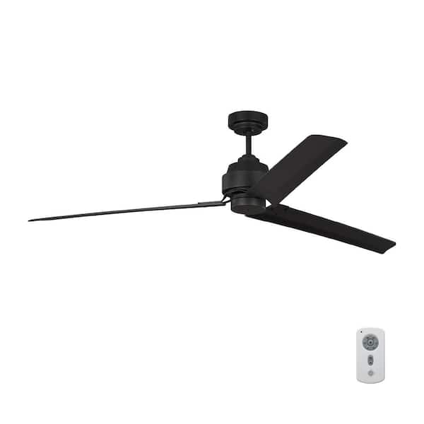 Generation Lighting Arcade 68 in. Modern Industrial Indoor Matte Black Ceiling Fan with Matte Black Blades, DC Motor and Remote Control