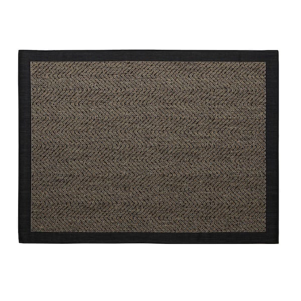 Madison Park Hurley Natural/Black 5 ft. x 7 ft. Textured Chevron Indoor/Outdoor Area Rug