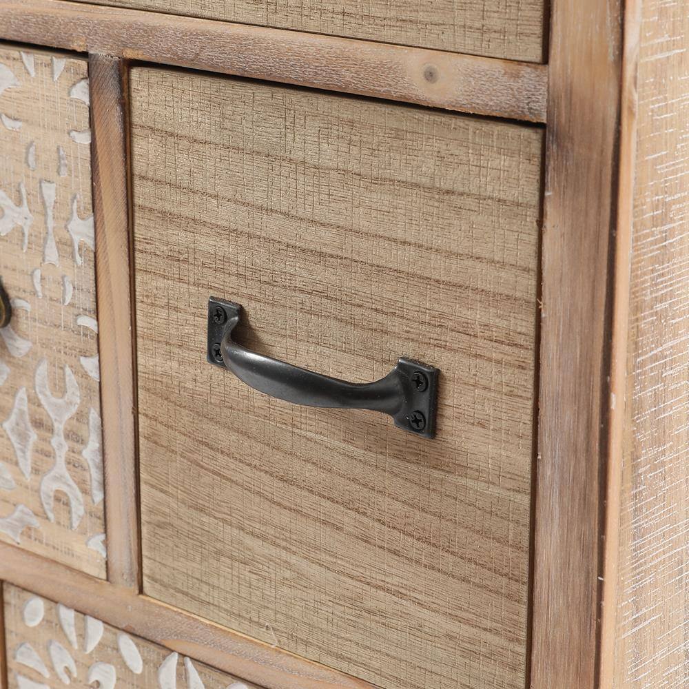 White Fir and Iron Mid-Century Bohemian Accent Cabinet