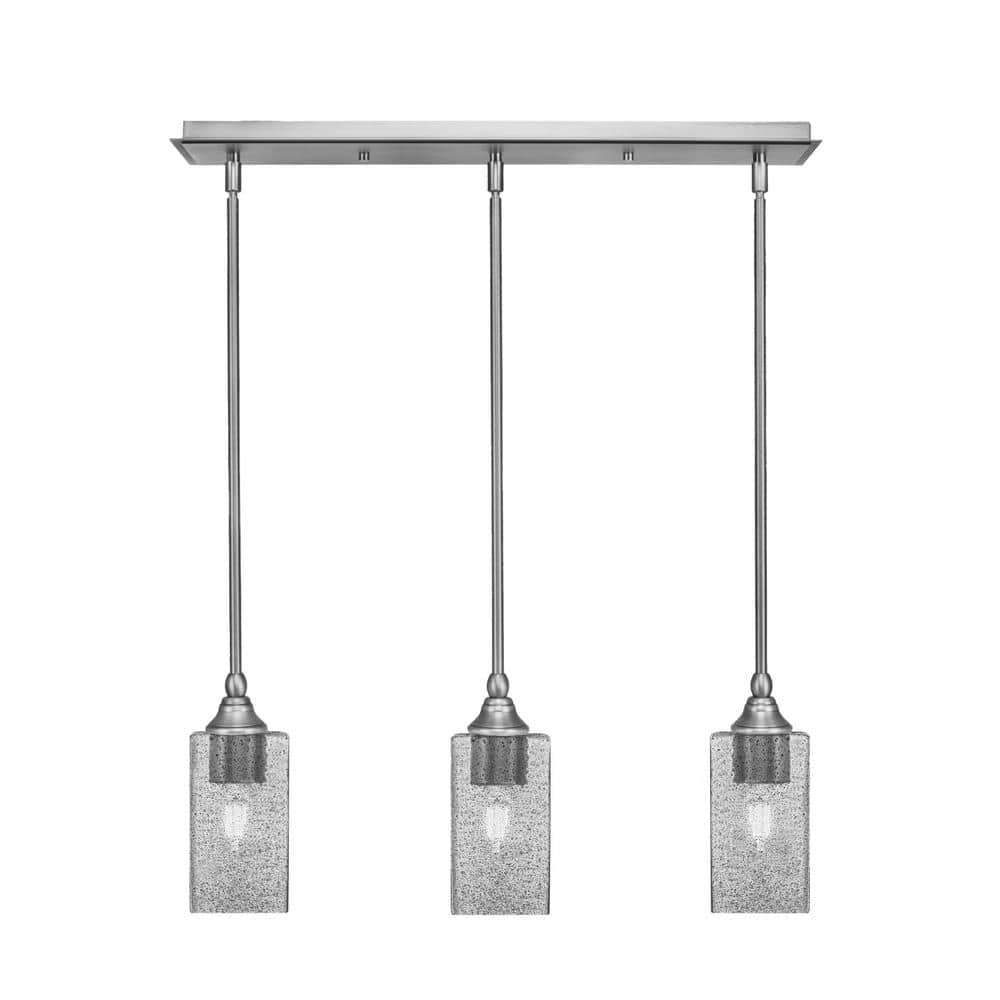 Livingston 100-Watt 3-Light Nickel Shaded Pendant Light with 3.5 in. Smoke 