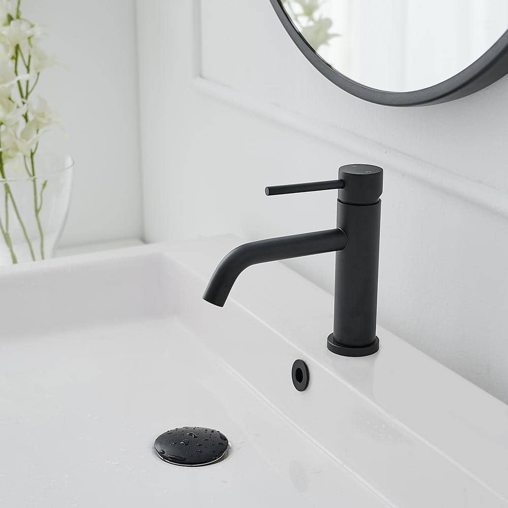 Matte Black Stainless Steel Single Handle Bathroom Faucet
