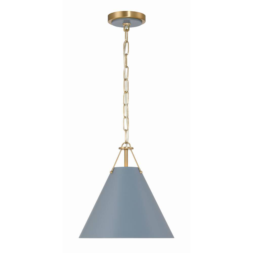 Crystorama Xavier 1-Light Vibrant Gold Plus Blue Mini Pendant Light XAV ...