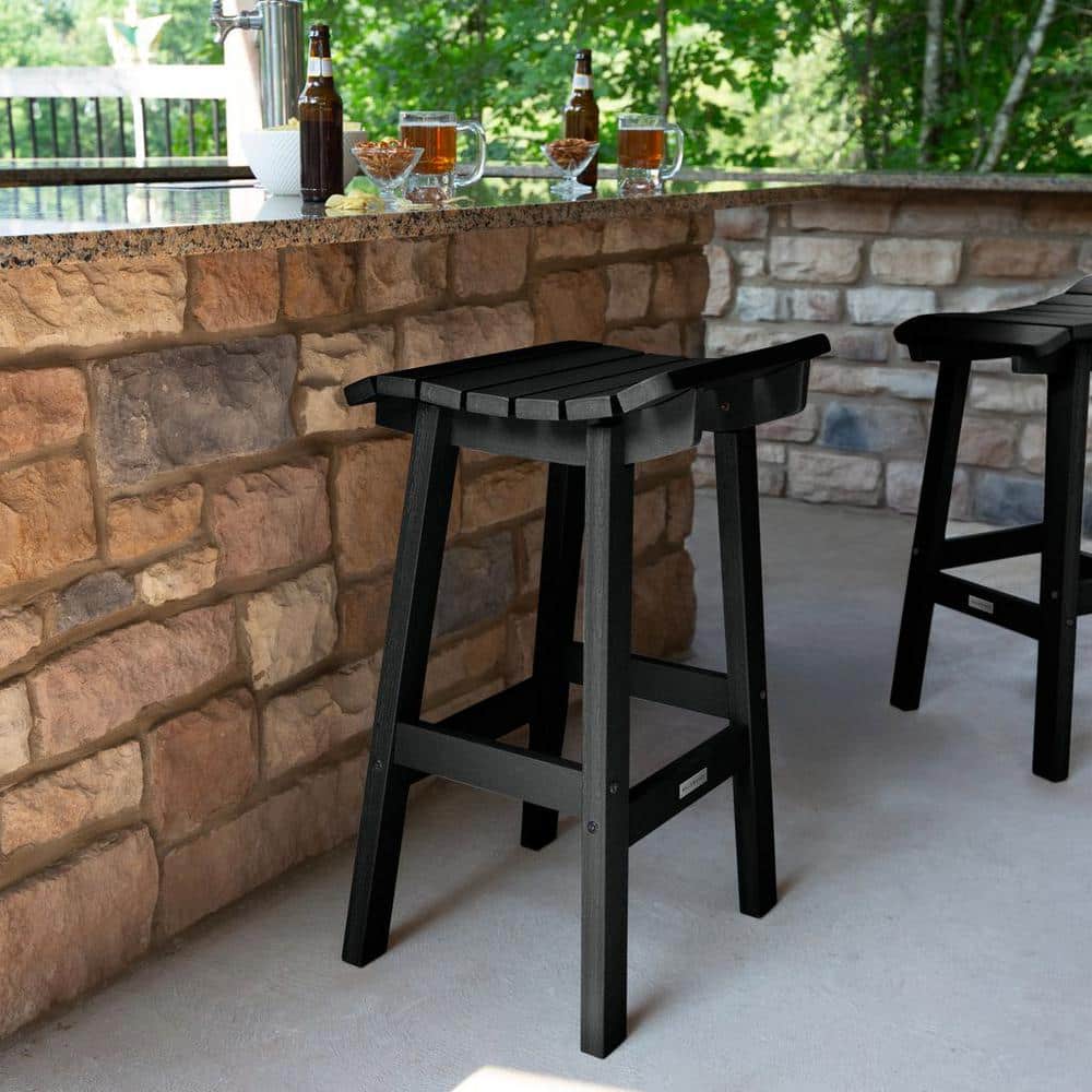Highwood Summit Square Black Recycled Plastic Bar Height Outdoor