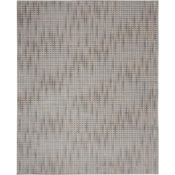 Nourison Solace Grey/Beige 8 ft. x 10 ft. Abstract Contemporary Area Rug