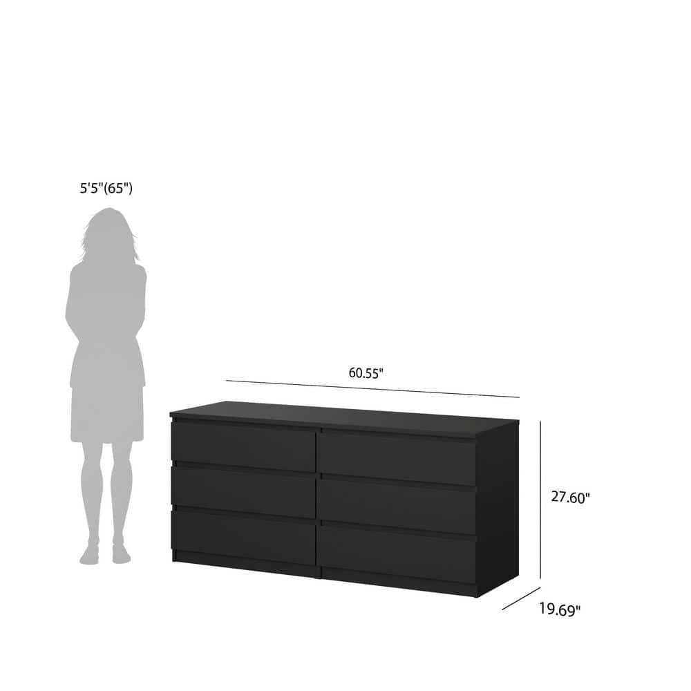 Scottsdale Black Matte 6 Drawers 60.55 in. Dresser Without Mirror - thumbnail 10