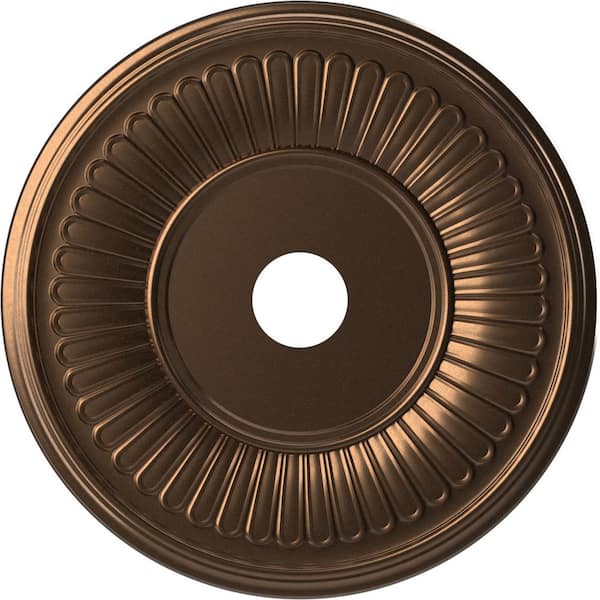 Ekena Millwork 1 in. x 22 in. O.D. x 3-1/2 in. P Berkshire Thermoformed PVC Ceiling Medallion Metallic Antique Brass