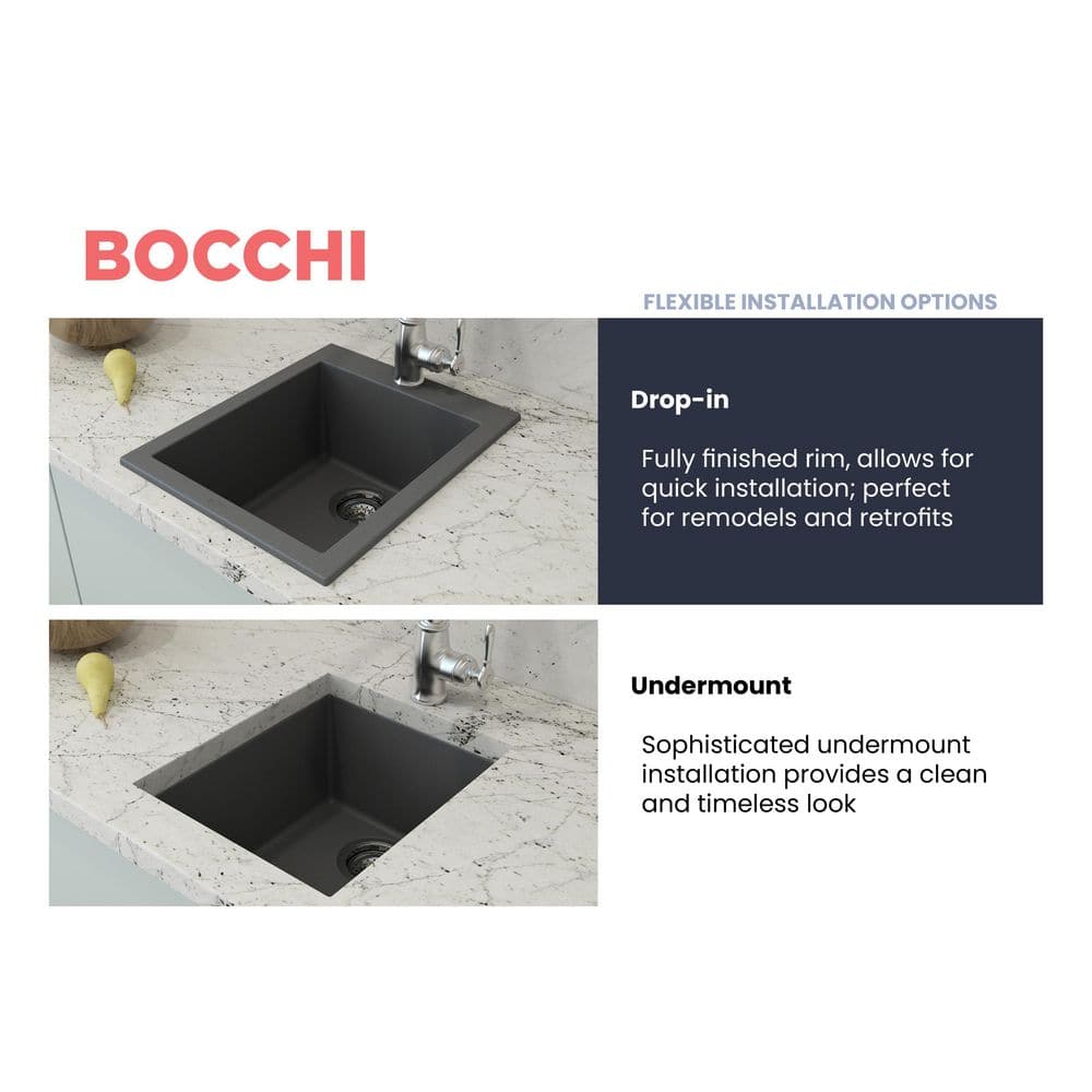 Concrete Gray Granite Single Bowl Bar Sink