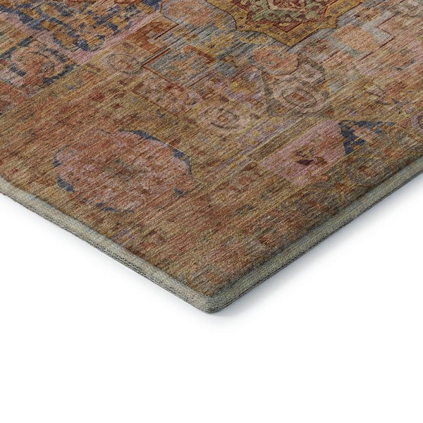 Mayfield Premium Machine Washable Abstract AMF1743 Paprika 3 ft. x 4 ft. Area Rug
