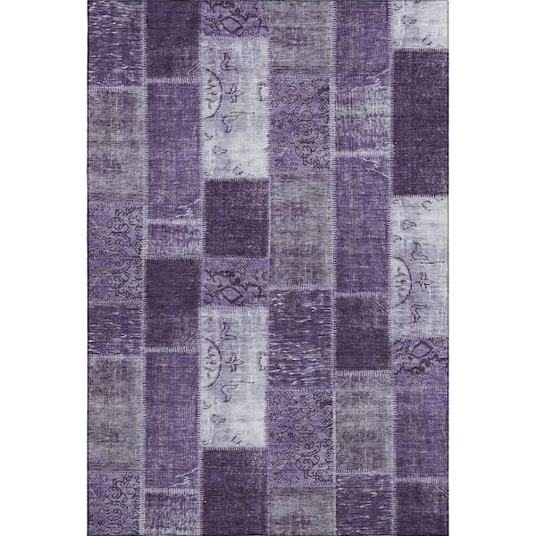 Mayfield Premium Machine Washable Indoor/Outdoor Geometric AMF631 Purple 5 ft. x 7 ft. 6 in. Area Rug