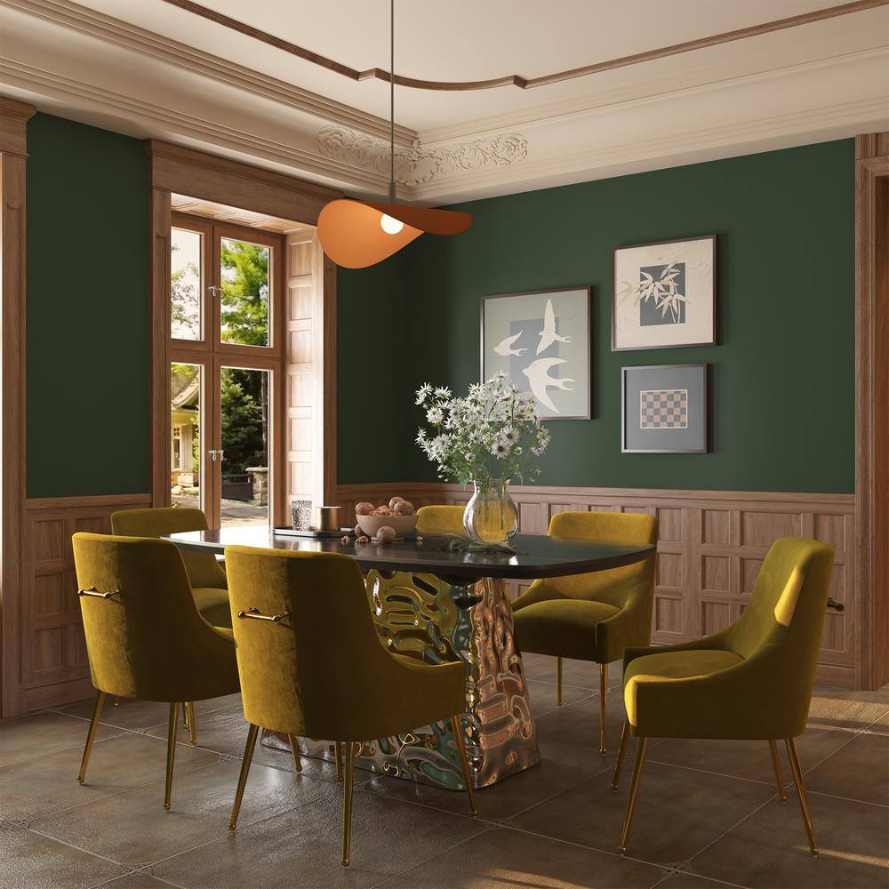 Clihome 7-Piece Wooden Top Stainless Steel Water Ripple Dining Table ...