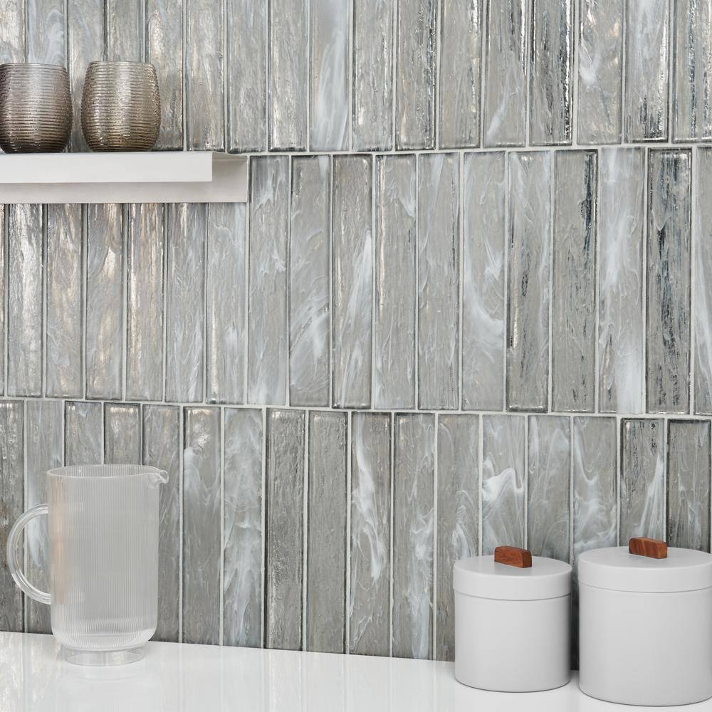 Apollo Brick Polished Silver Glass Subway Wall Tile