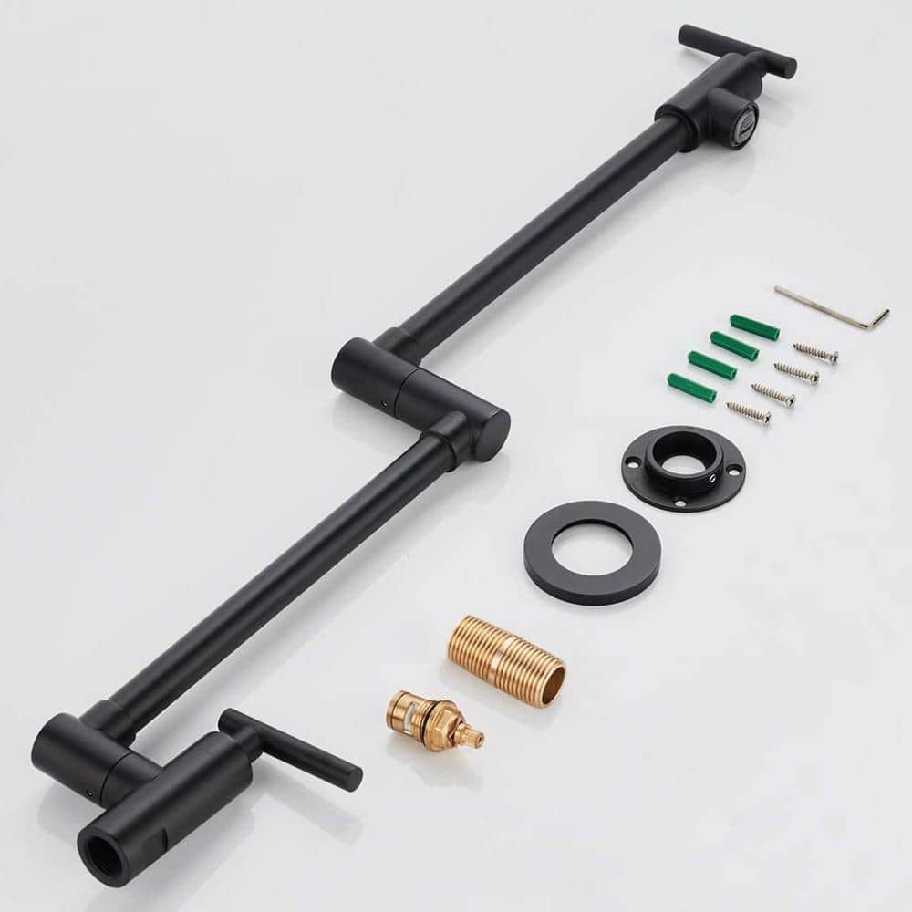 Matte Black Wall Mount Single Handle Pot Filler Faucet