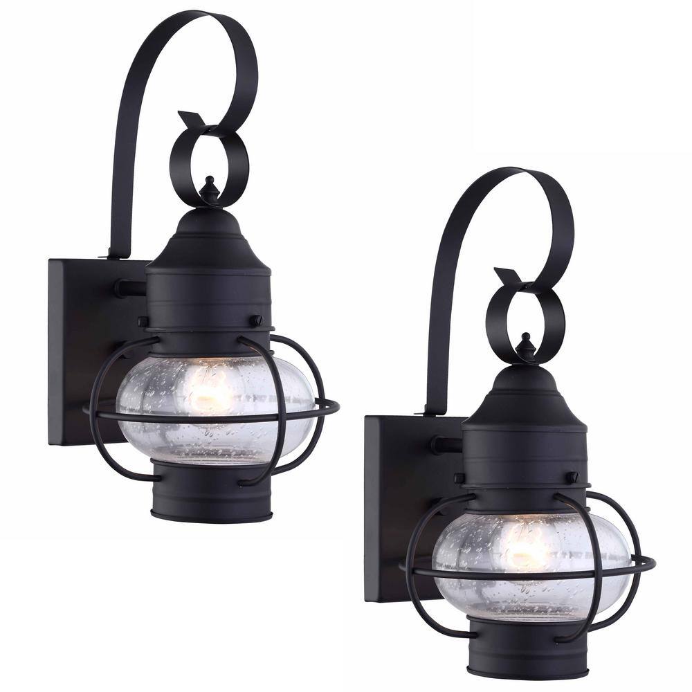 1-Light Matte Black Indoor Outdoor Wall Lantern Sconce (2-Pack) price history on PriceWatchPro