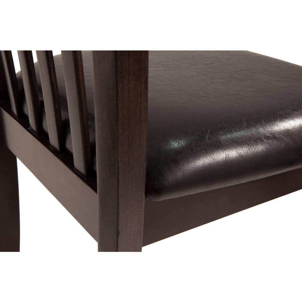 Set of 2 Hammis Dark Brown / Black Faux Leather Cushioned Side Chair Set of 2