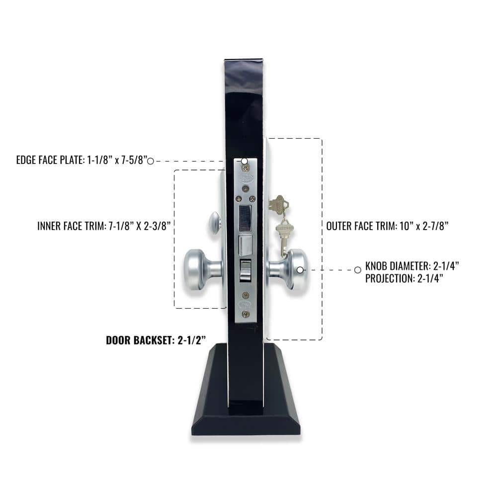 Right-Handed Satin Chrome Mortise Entry Knob Set with Deadbolt