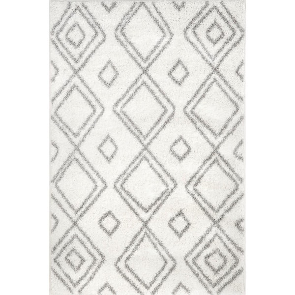 Iola Soft and Plush Shag White 4 ft. x 6 ft. Area Rug
