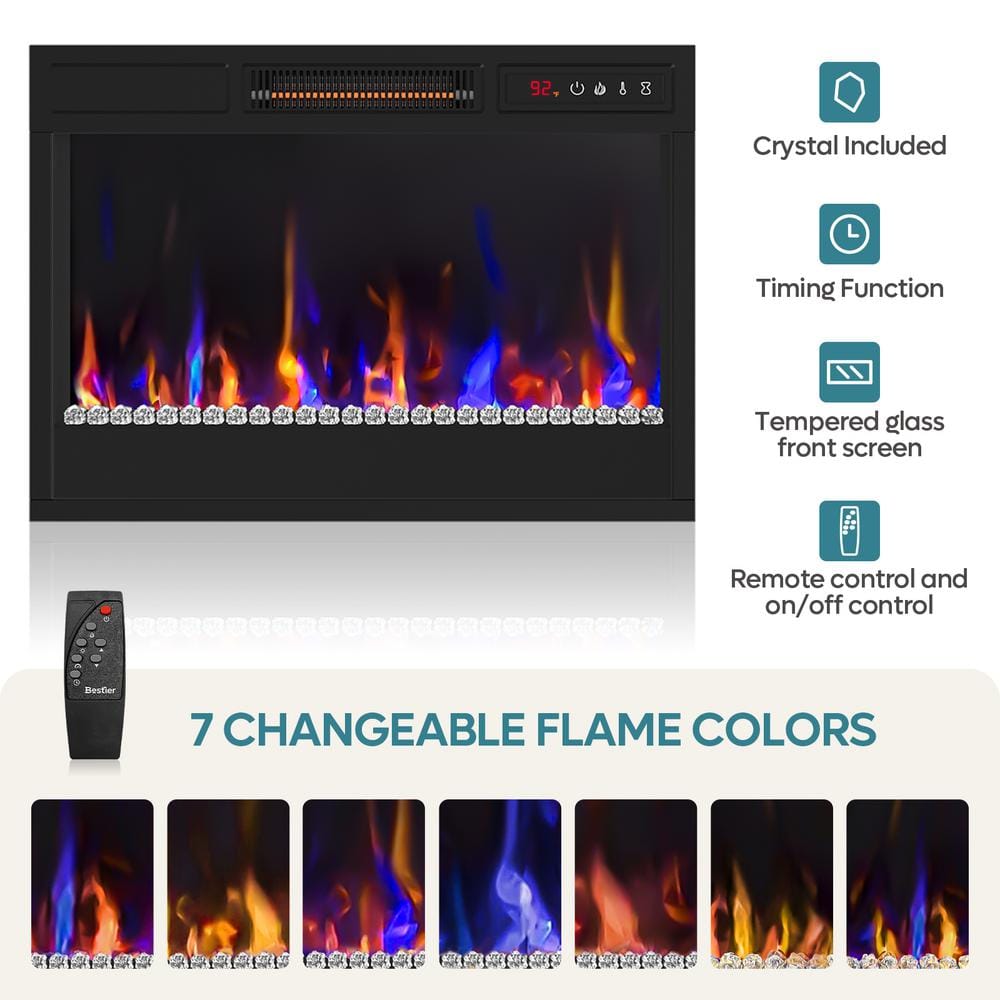 Wash Grey Electric Fireplace TV Stand with LED Lights for 75" TV