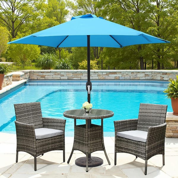 7.5 ft. Steel Crank Market Patio Umbrella in Aqua