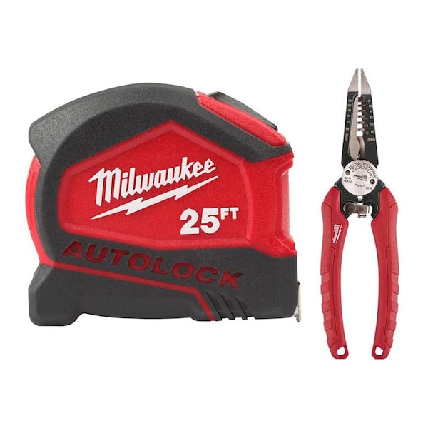 Milwaukee 25 ft. Compact Auto Lock Tape Measure with 6-in-1 Pliers