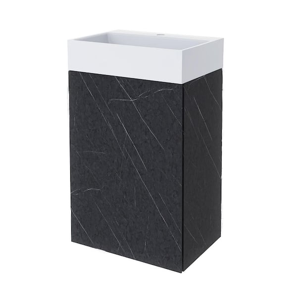 20.09 in. W x 14.18 in. D x 33.10 in. H Freestanding Bath Vanity in Black with White Ceramic Top