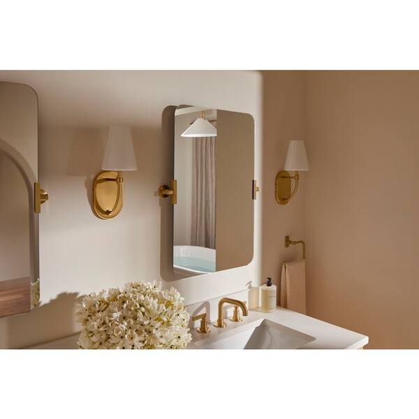 KOHLER Castia By Studio McGee 20 in. W x 30 in. H Rectangular Framed Wall Mount Bathroom Vanity Mirror in Brushed Moderne Brass